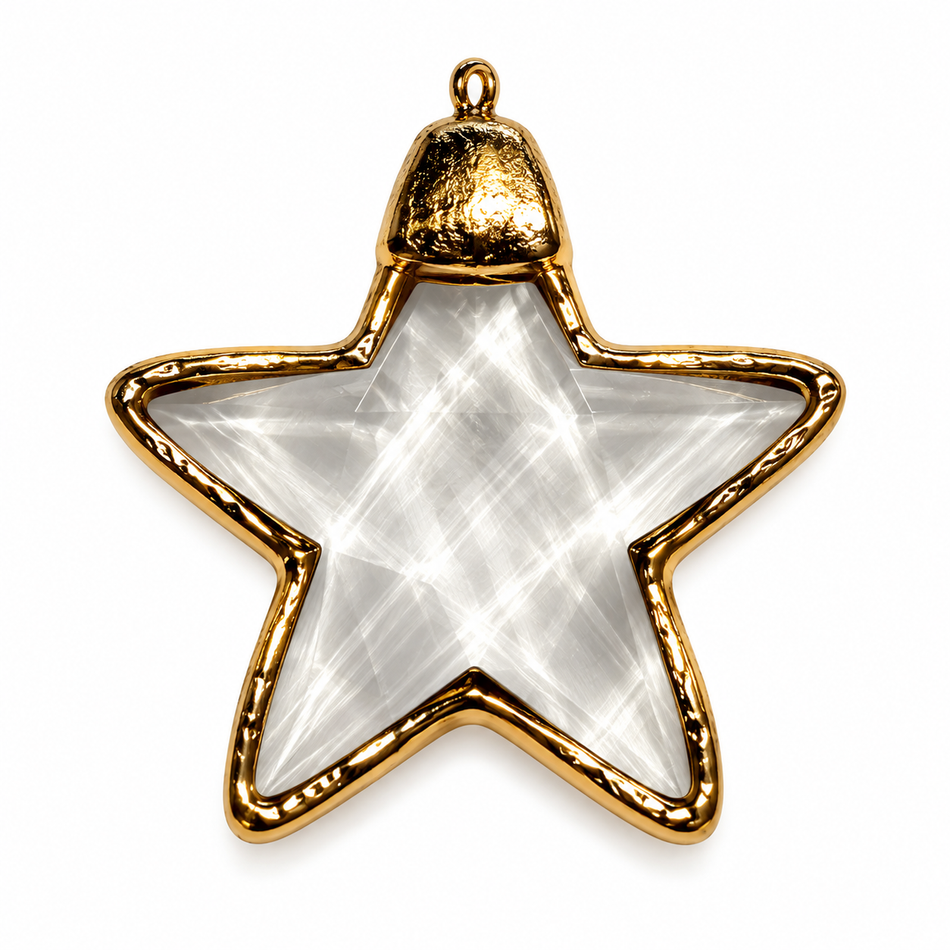 Faceted Crystal Star Pendant, Size 45mm 1Pc