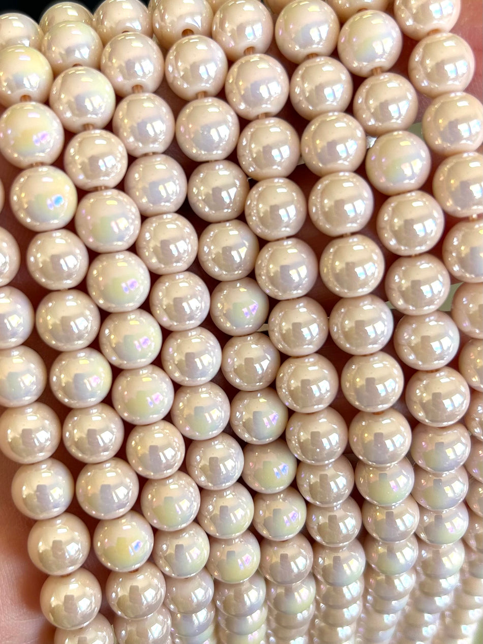 Round Pearlized Crystal Strand, 8mm