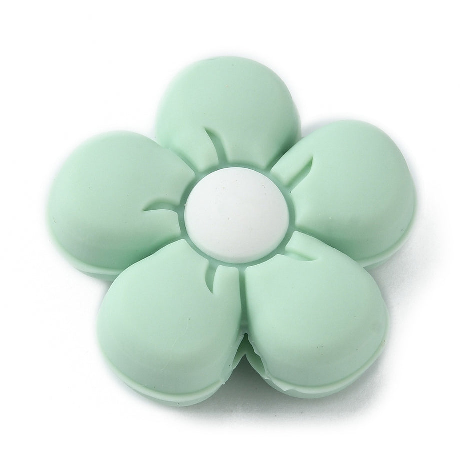 Mixed Color Silicone Flower Bead 27mm,8pcs