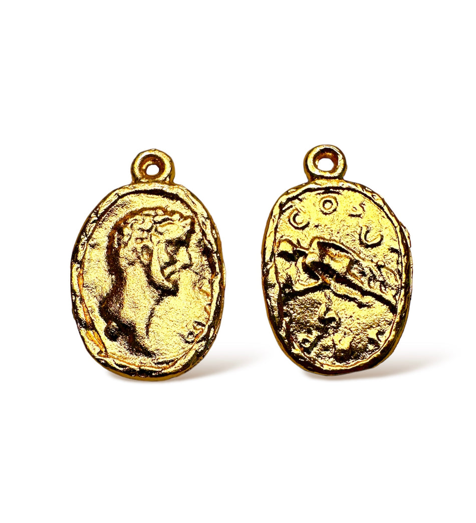 Gold Filled Oval Coin Pendant 20mm, 2pcs