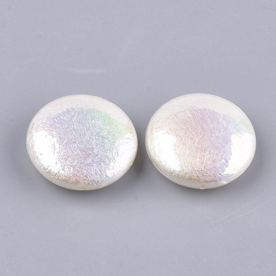 Flat Round Pearl Acrylic Beads 24mm, 4pcs