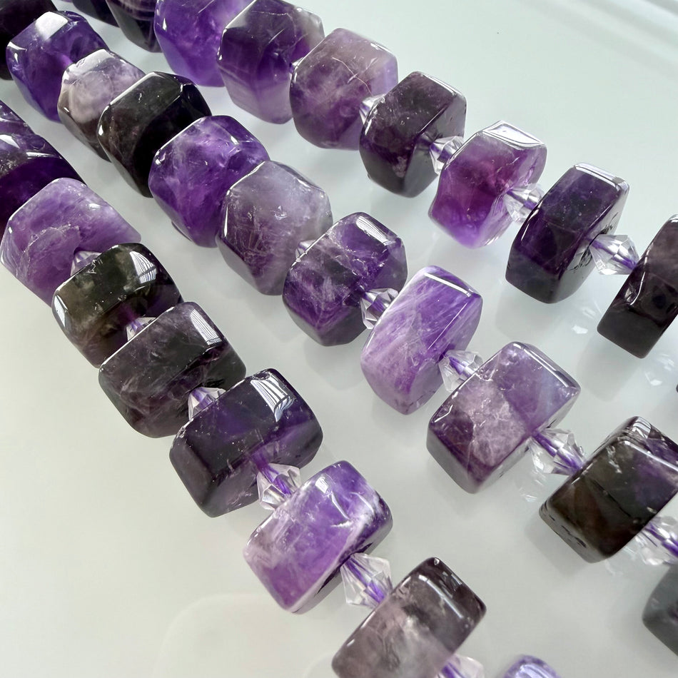 Amethyst Large Slice Bead 16mm Strand