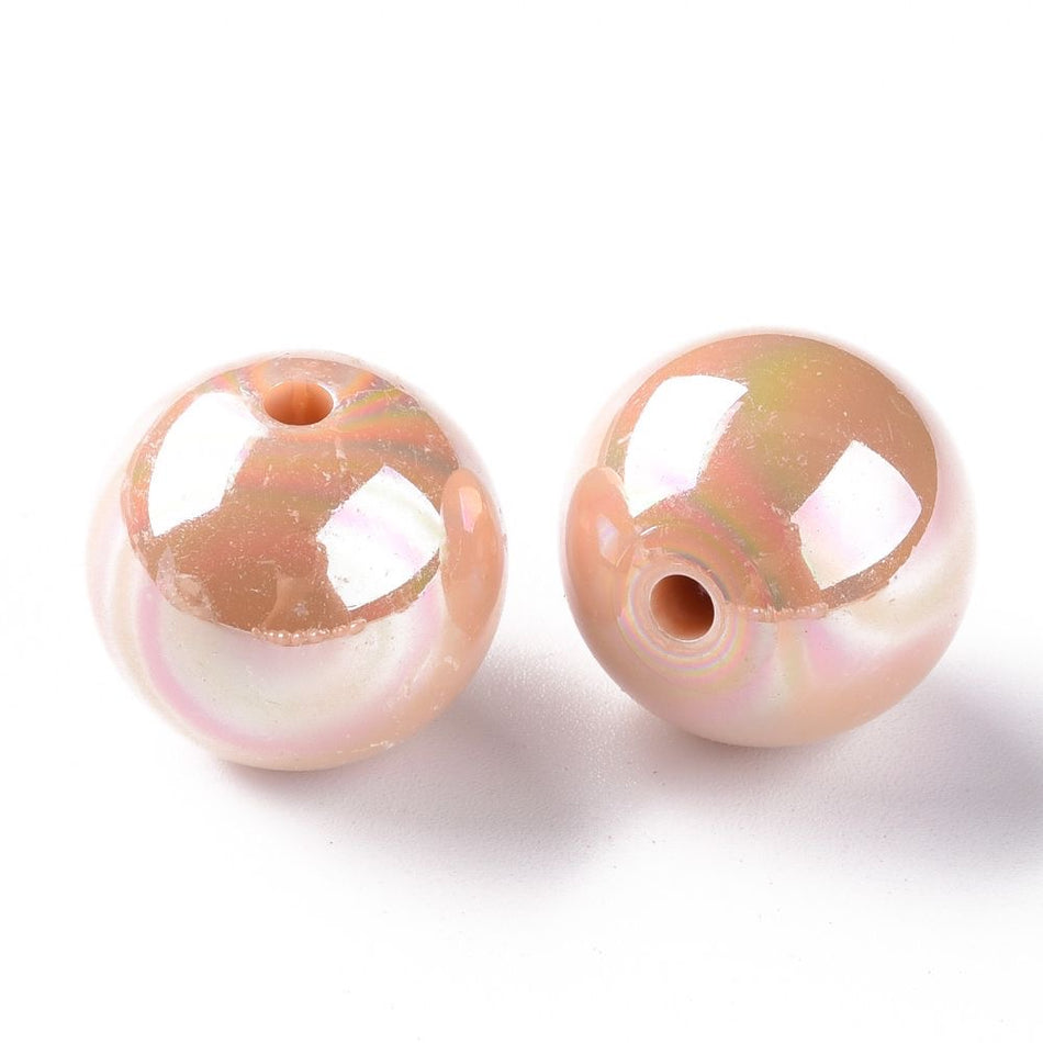 Iridescent Round Acrylic Beads 20mm, 10pcs