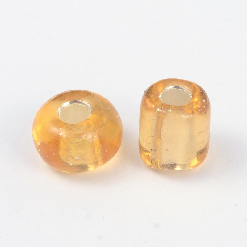6/0 Gold Glass Seed Beads, Silver Lined Round Hole, about 730pcs/50g