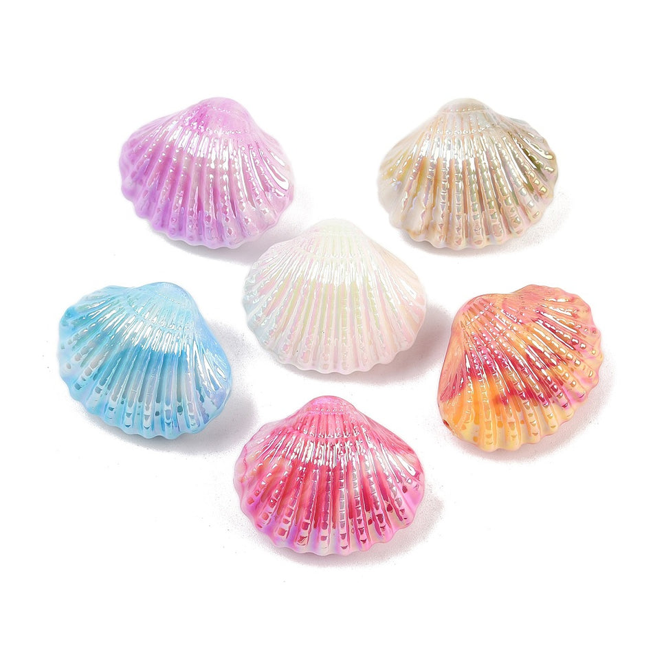 Mixed Color Acrylic Clam Shell Beads 24mm, 4 pcs