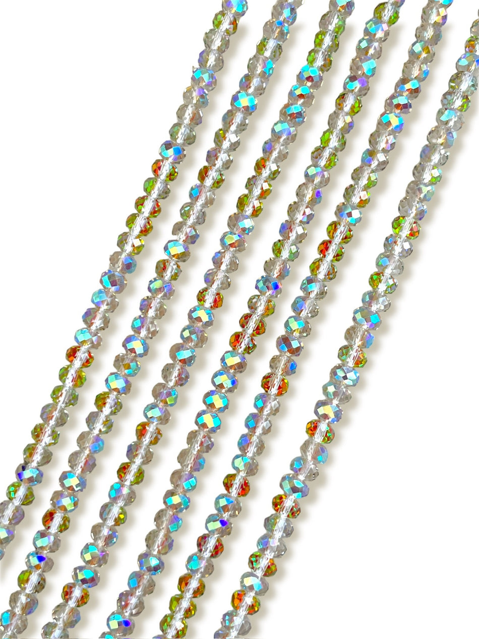 Faceted Rondelle Tornasol Crystal Strand, 6mm