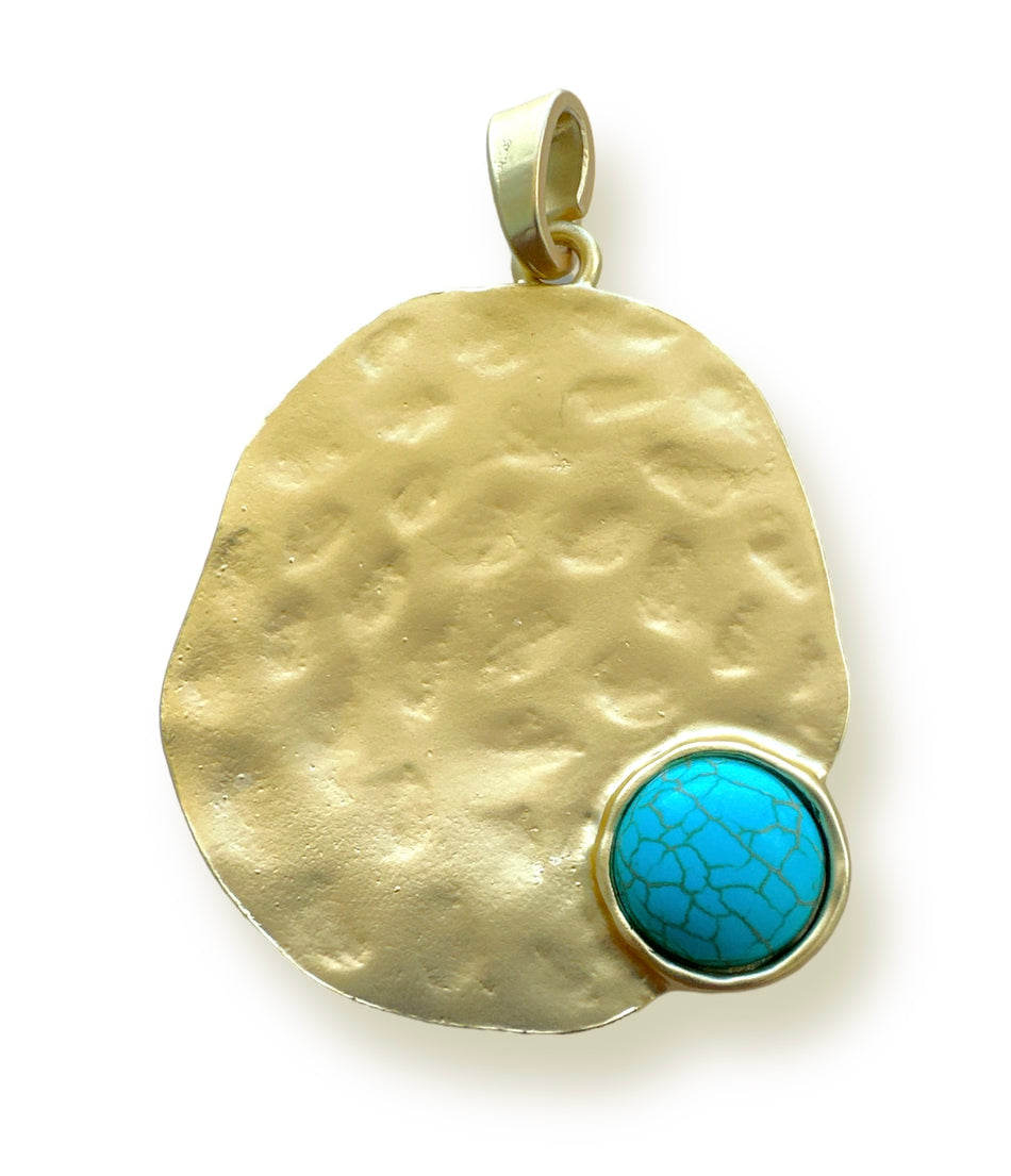 Gold-Plated with Turquoise Pendant, 1pc