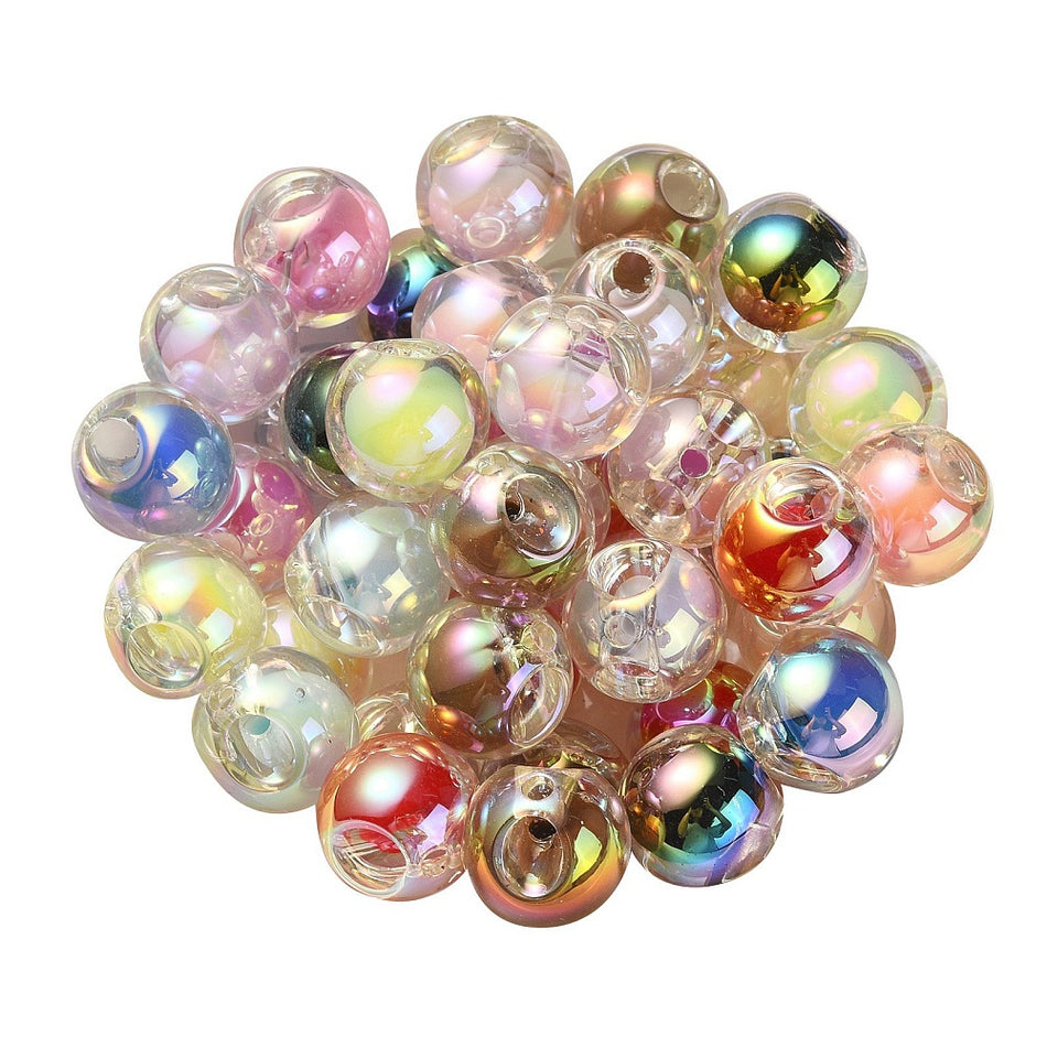 Transparent Mixed Color Bubble Acrylic Beads 16mm, 10pcs