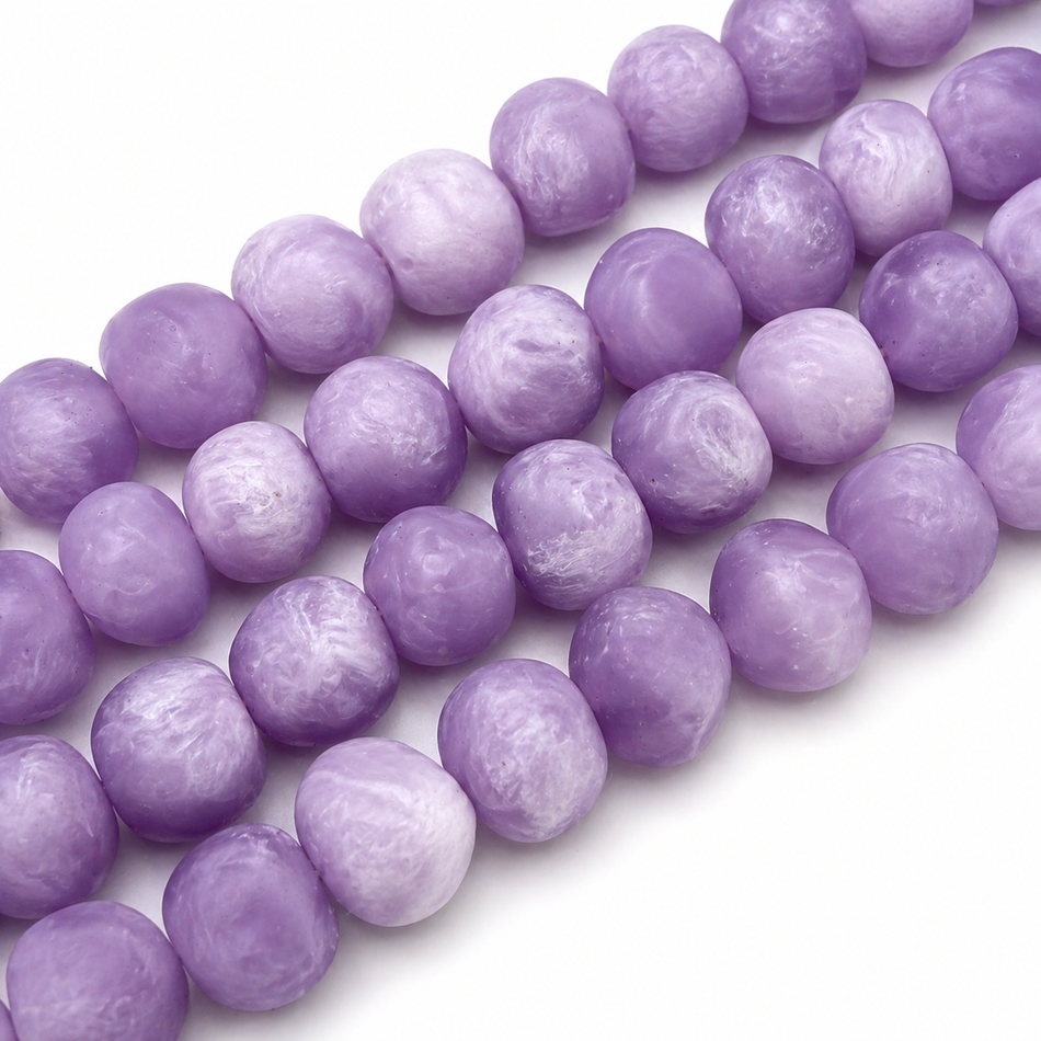 Round Resin Bead Translucent Clouded 16mm Strand