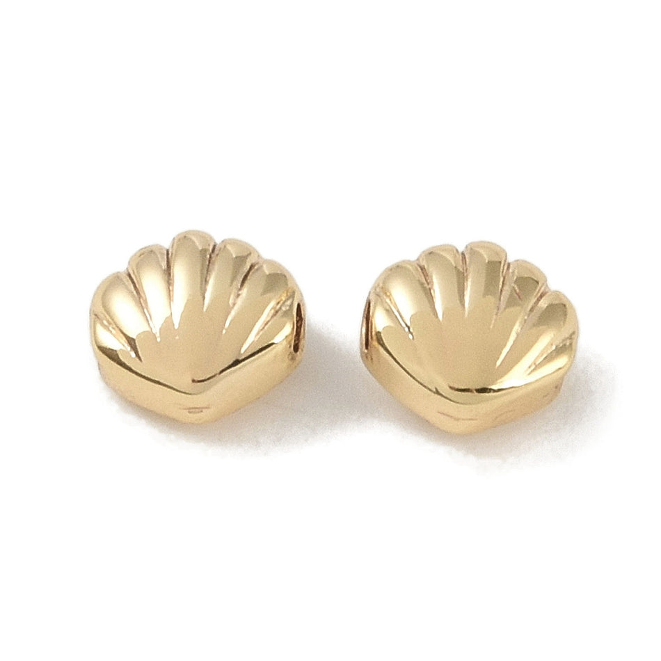 18K Gold Plated Shell Bead 6.5mm, 2pcs