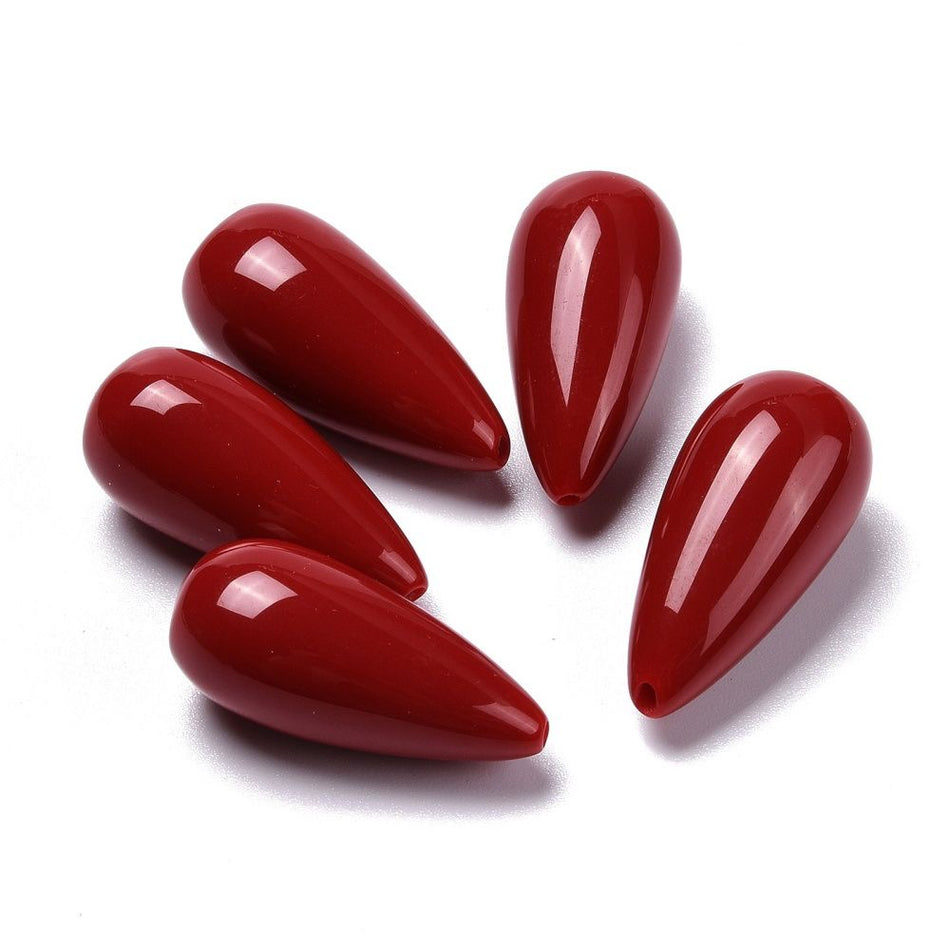 Red Drop Resin Bead 35mm, 5pcs