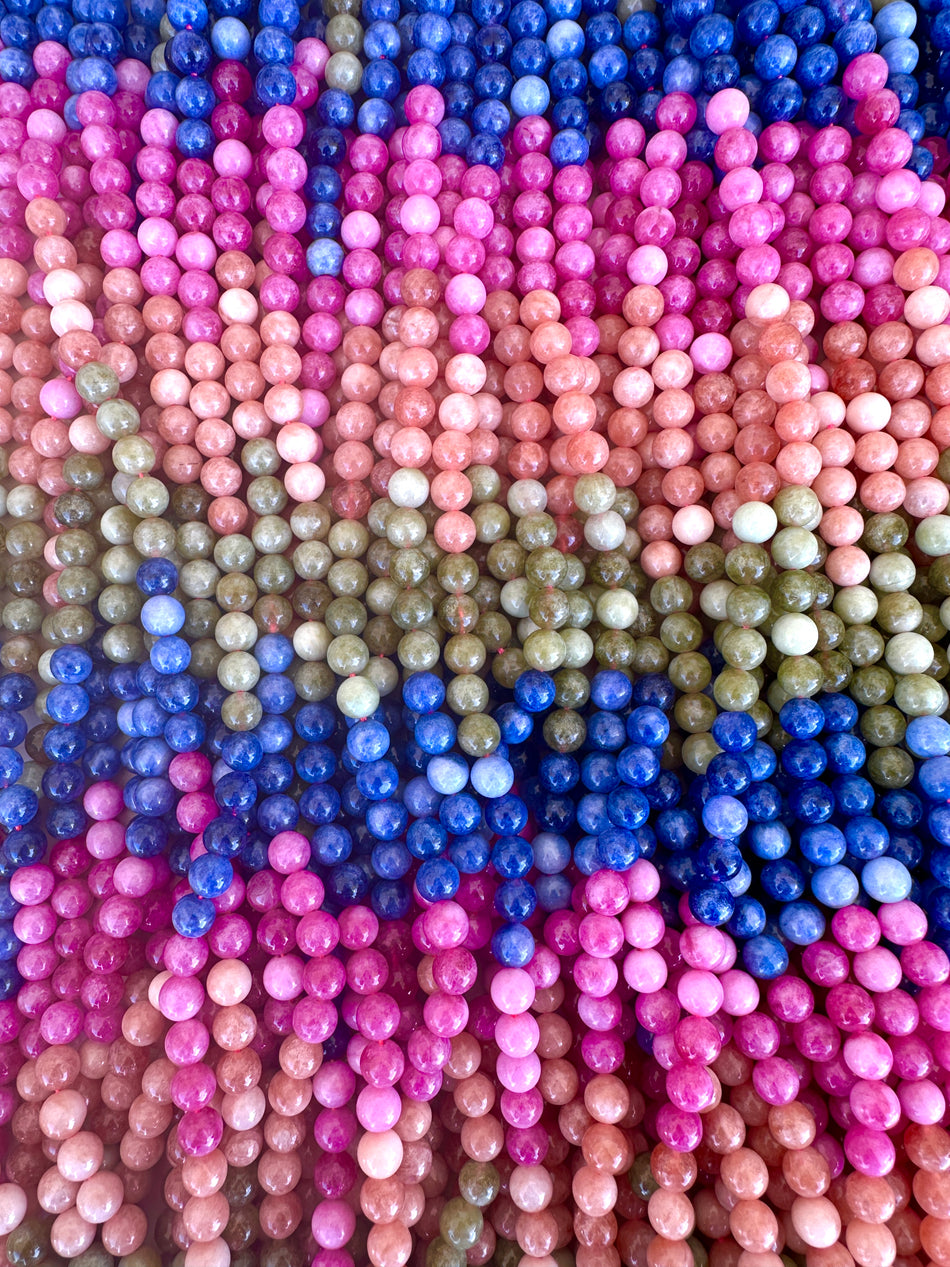 Round 4-Color Jade 8mm Strand