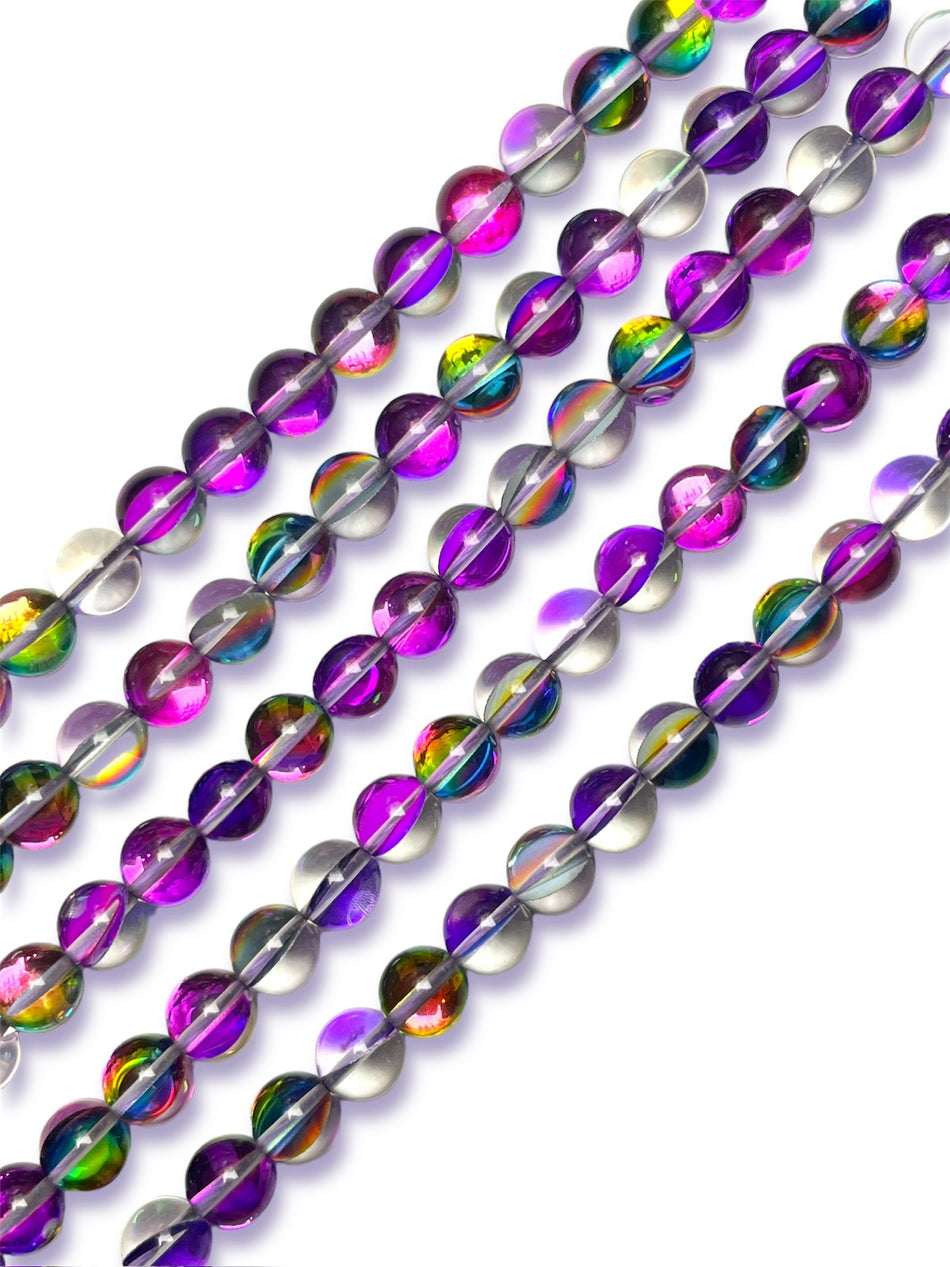 Purple Multicolor Tornasol Crystal Strand, 10mm