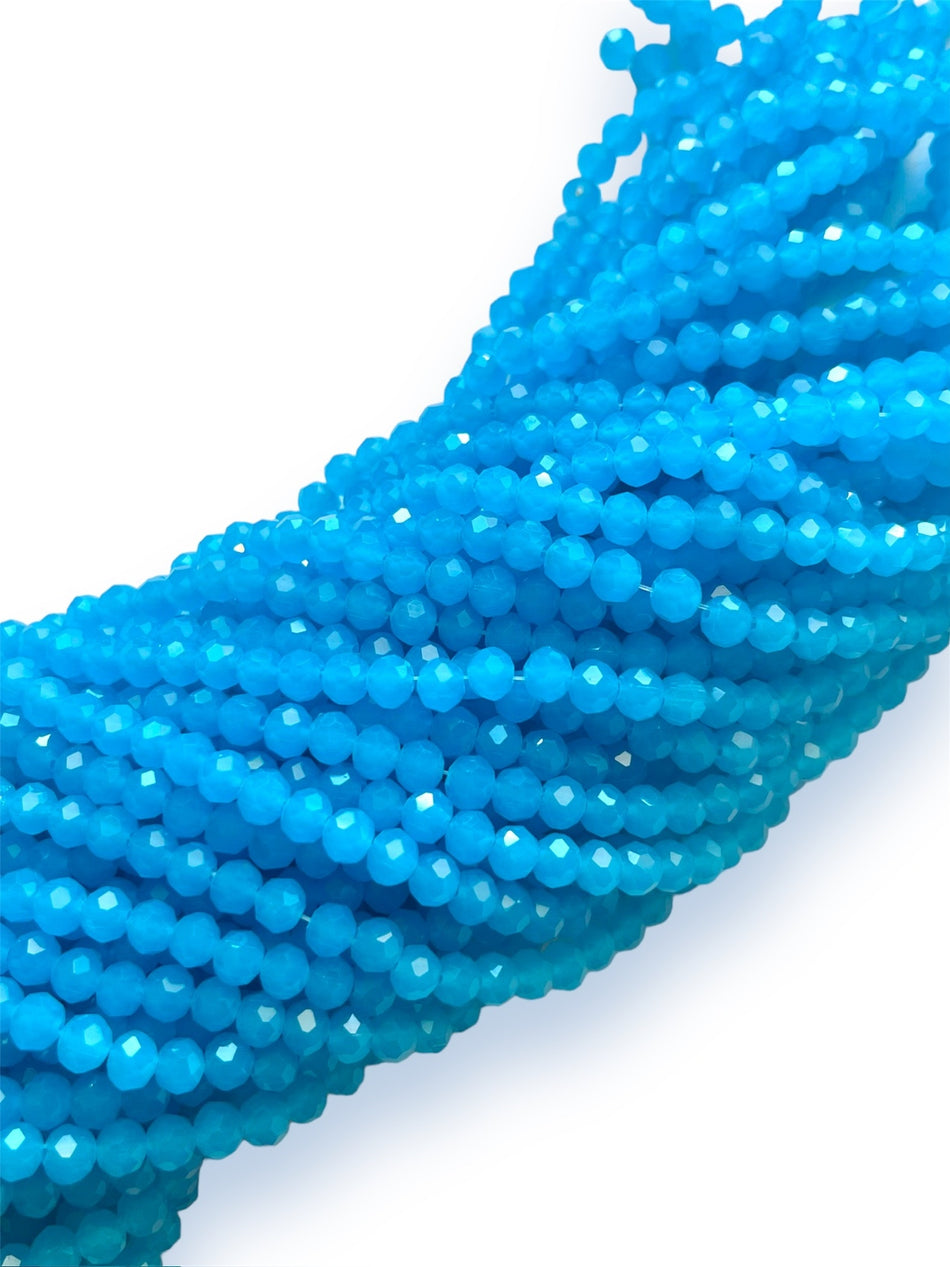 Blue Faceted Rondelle Crystal Strand, 6mm