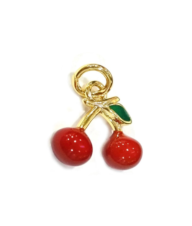 18k Gold-Plated Red Cherry Charm 11mm, 2pcs