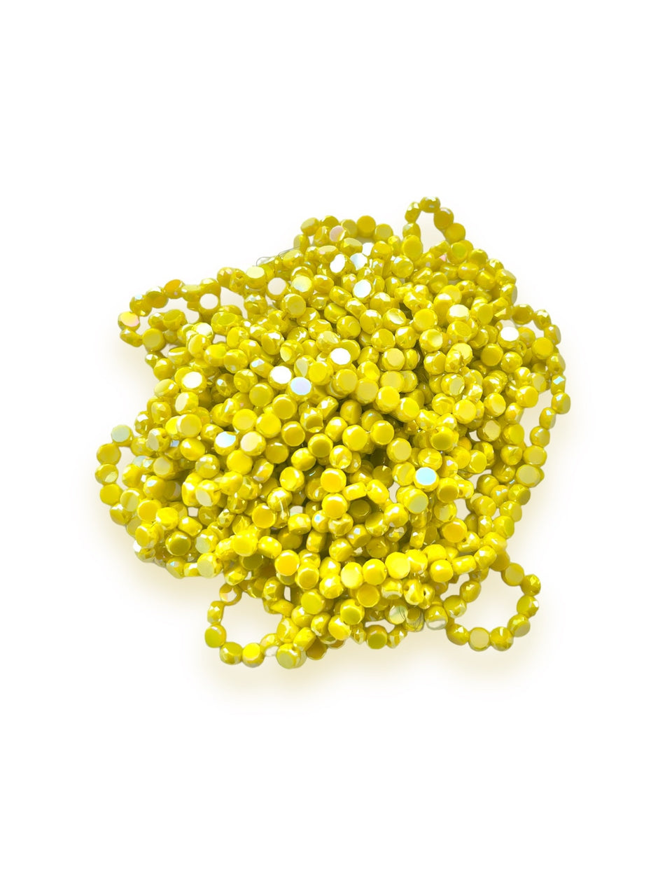 Yellow Flat Round Crystal Strand, 6mm