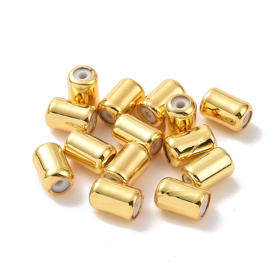 18k Gold Plated Slider Beads 8x5mm, 10pcs
