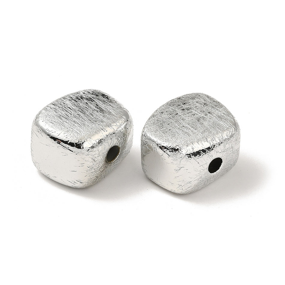 Silver Rectangle Plastic Beads 20mm, 10pcs