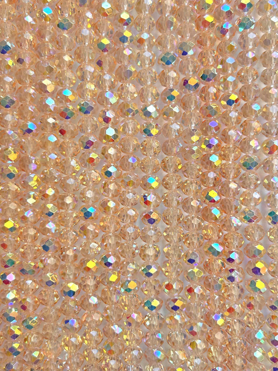 Bright Faceted Rondelle Crystal Bead Strand, 8mm