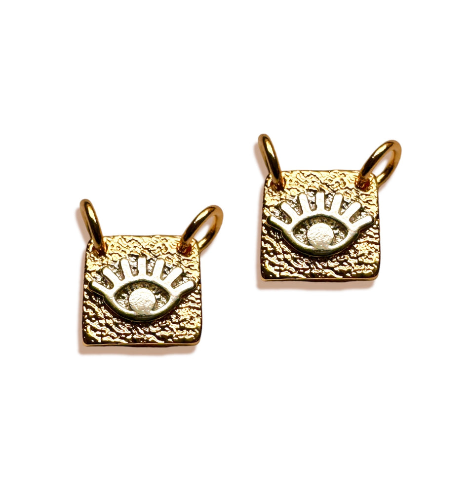 Double Jump Ring Square Eye Pendant 8mm, 2pcs