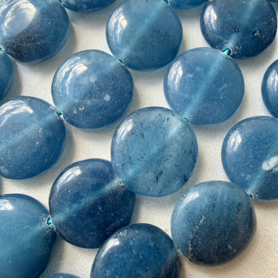 Round Jade Coin Bead 12mm Strand