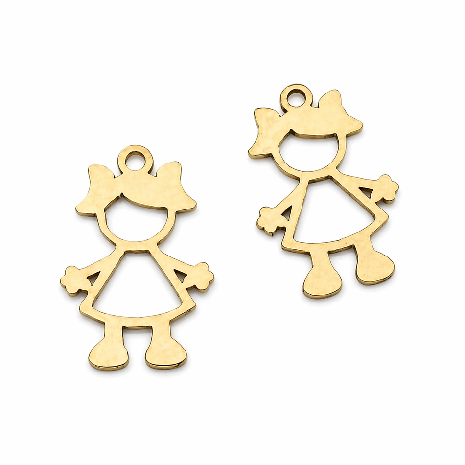 Gold-Filled Girl Pendant 18mm, 2pcs