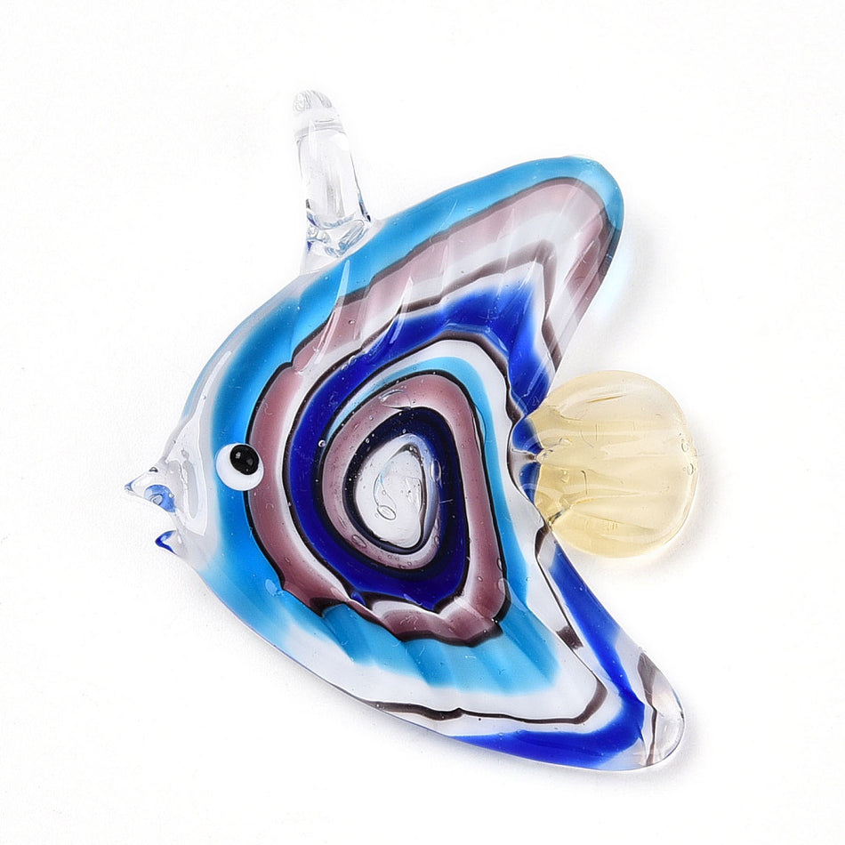 Multicolor Lampwork Fish Pendant 50mm, 1pc