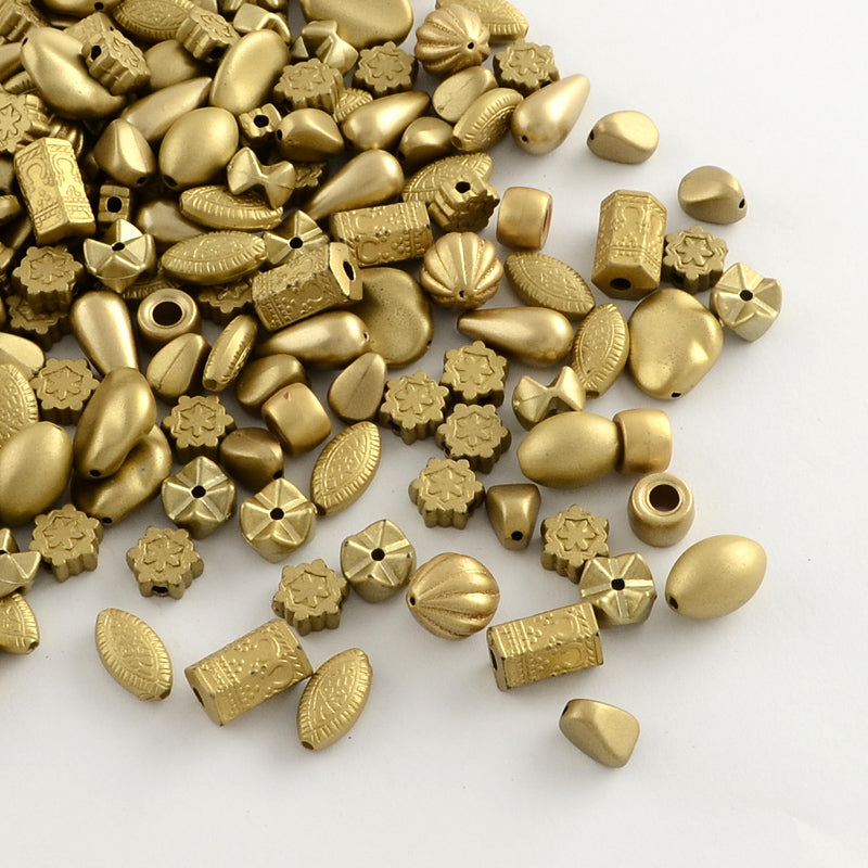 Matte Gold Multi Shape Acrylic Beads, 40pcs