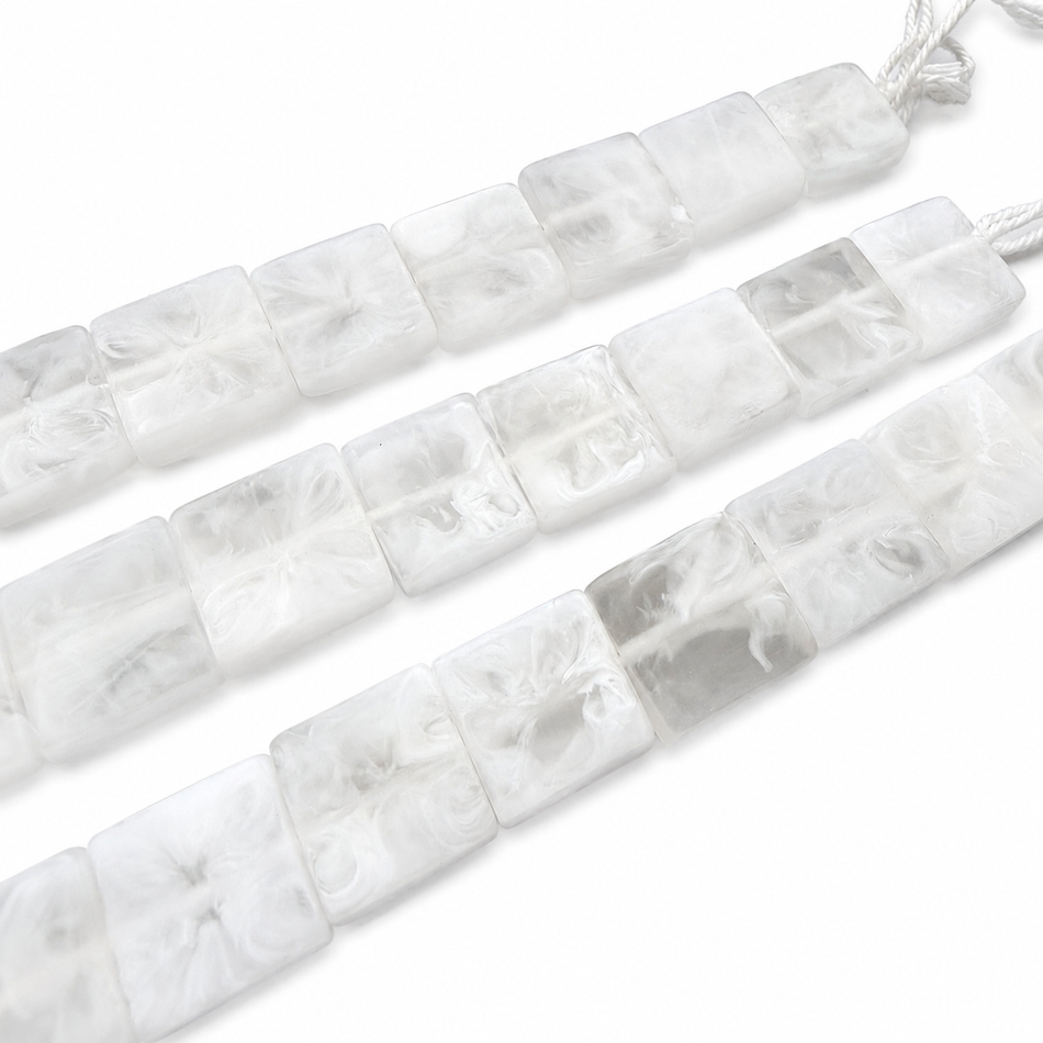 Flat Square Resin Bead 24mm Strand