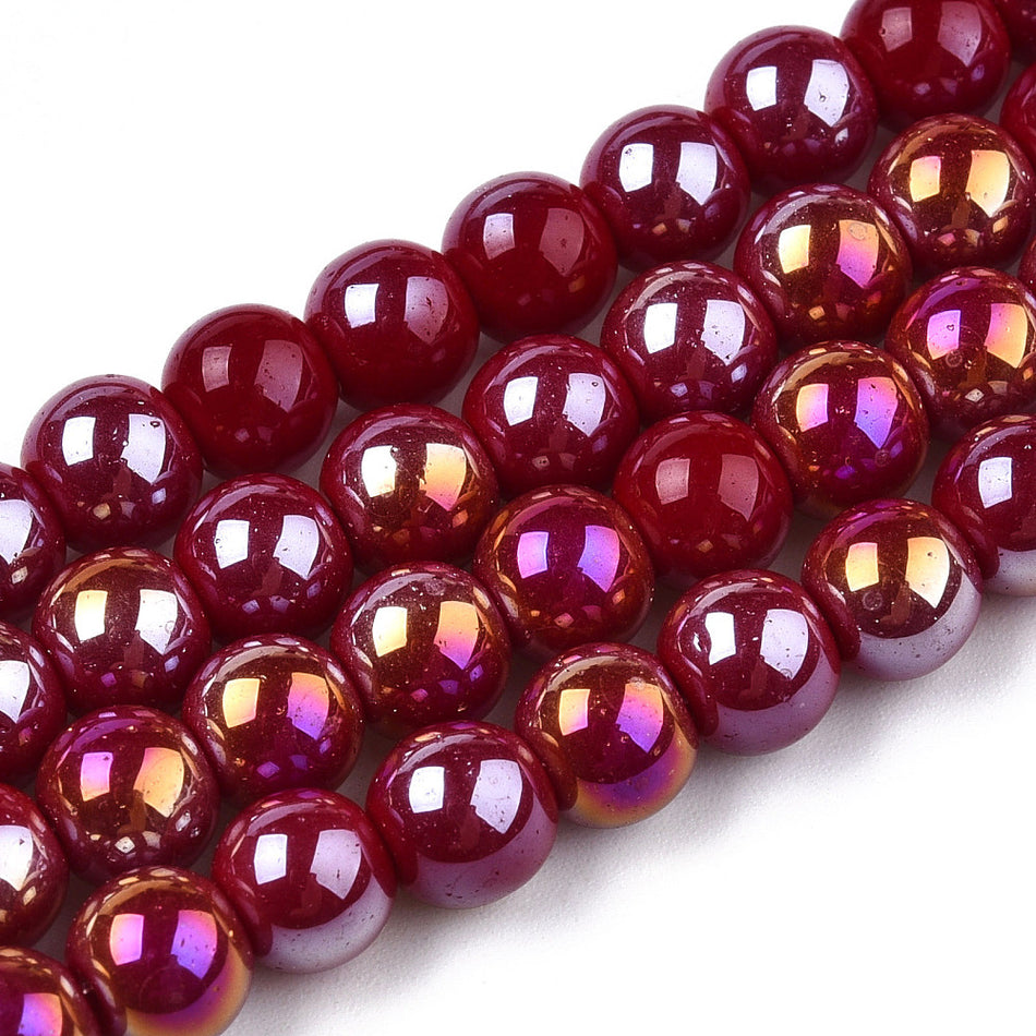 Electroplated Crystal Round Bead Strand, 6mm