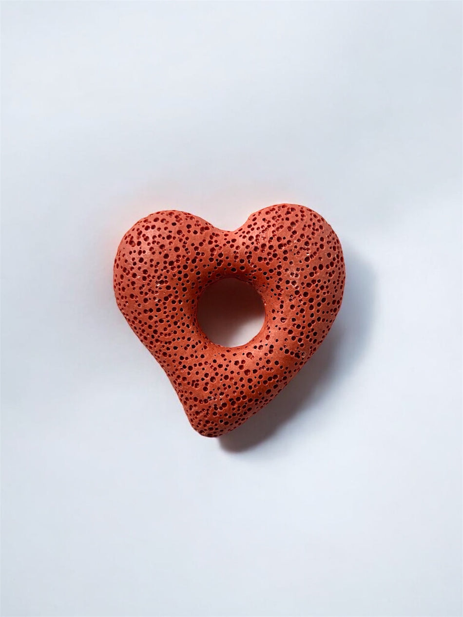 Lava Stone Heart Pendant 55mmx13mm, 1pc