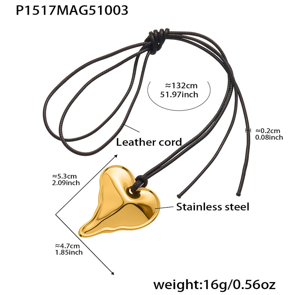 Stainless Steel Heart Pendant Adjustable Necklace