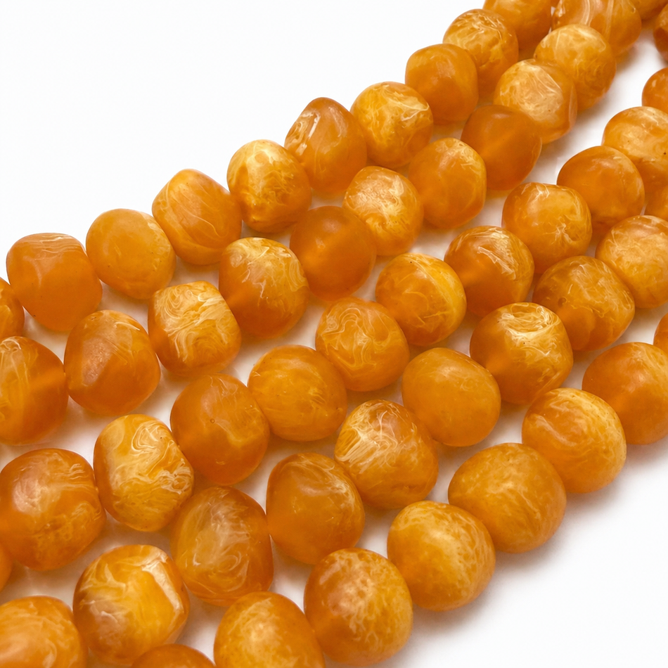 Round Resin Bead Translucent Clouded 16mm Strand