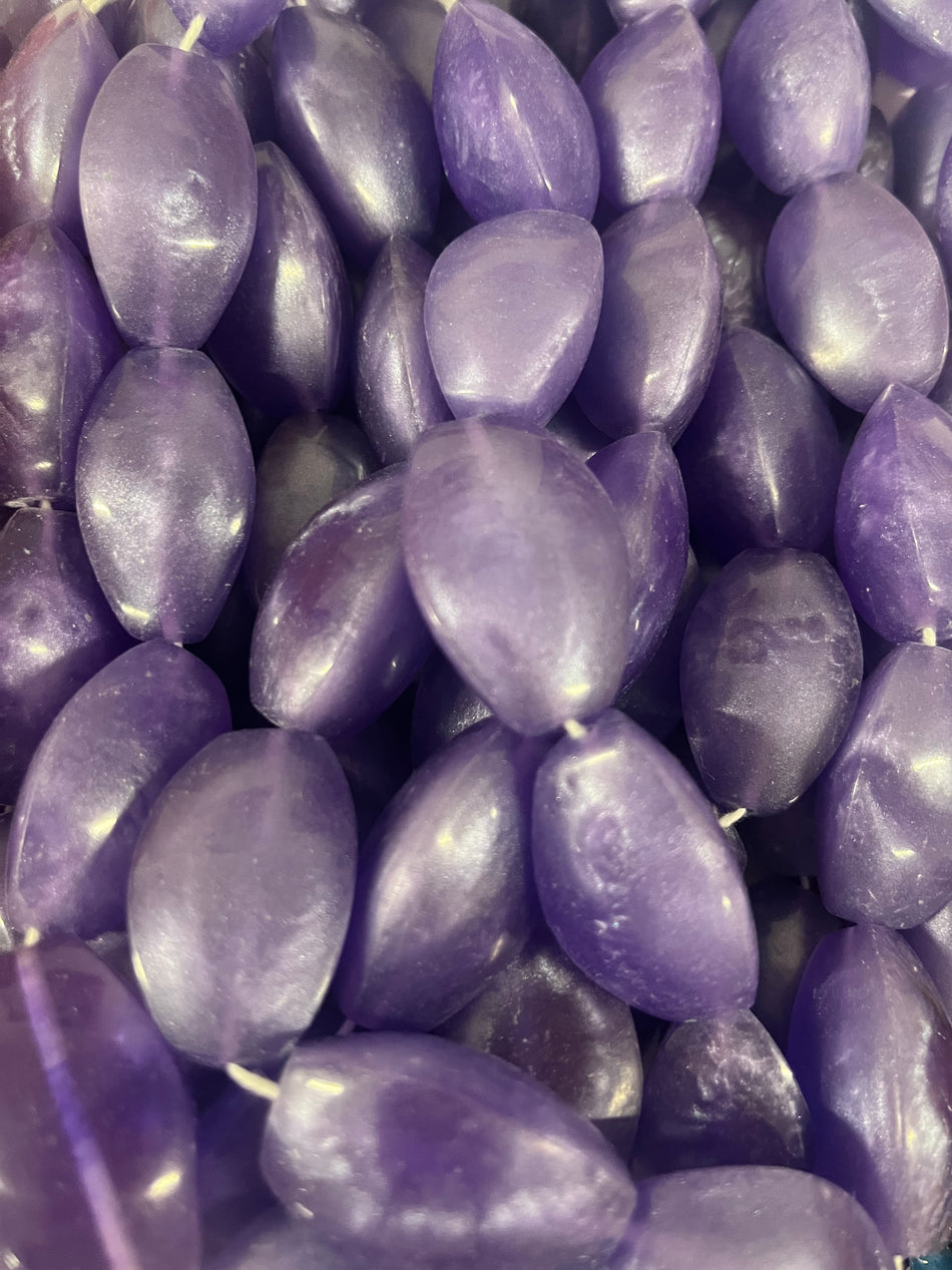 Oval Almond Shape Resin Bead Strand, 38mm