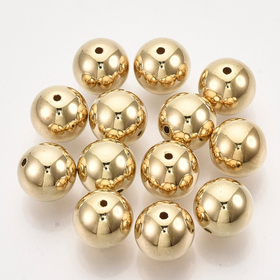Round Gold Acrylic Bead 12mm, 25pcs