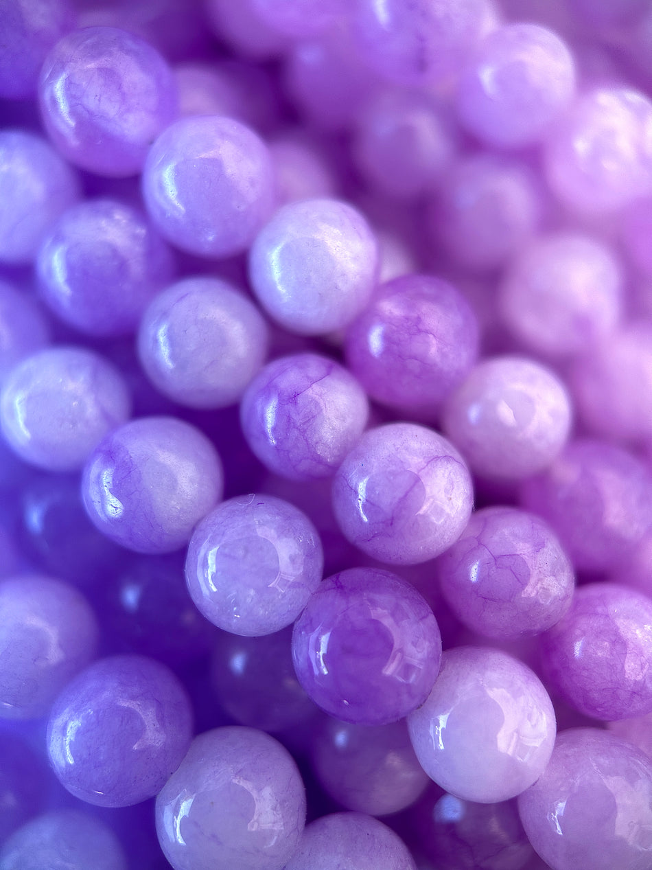 Round Light Purple Agate Bead Strand, 6mm