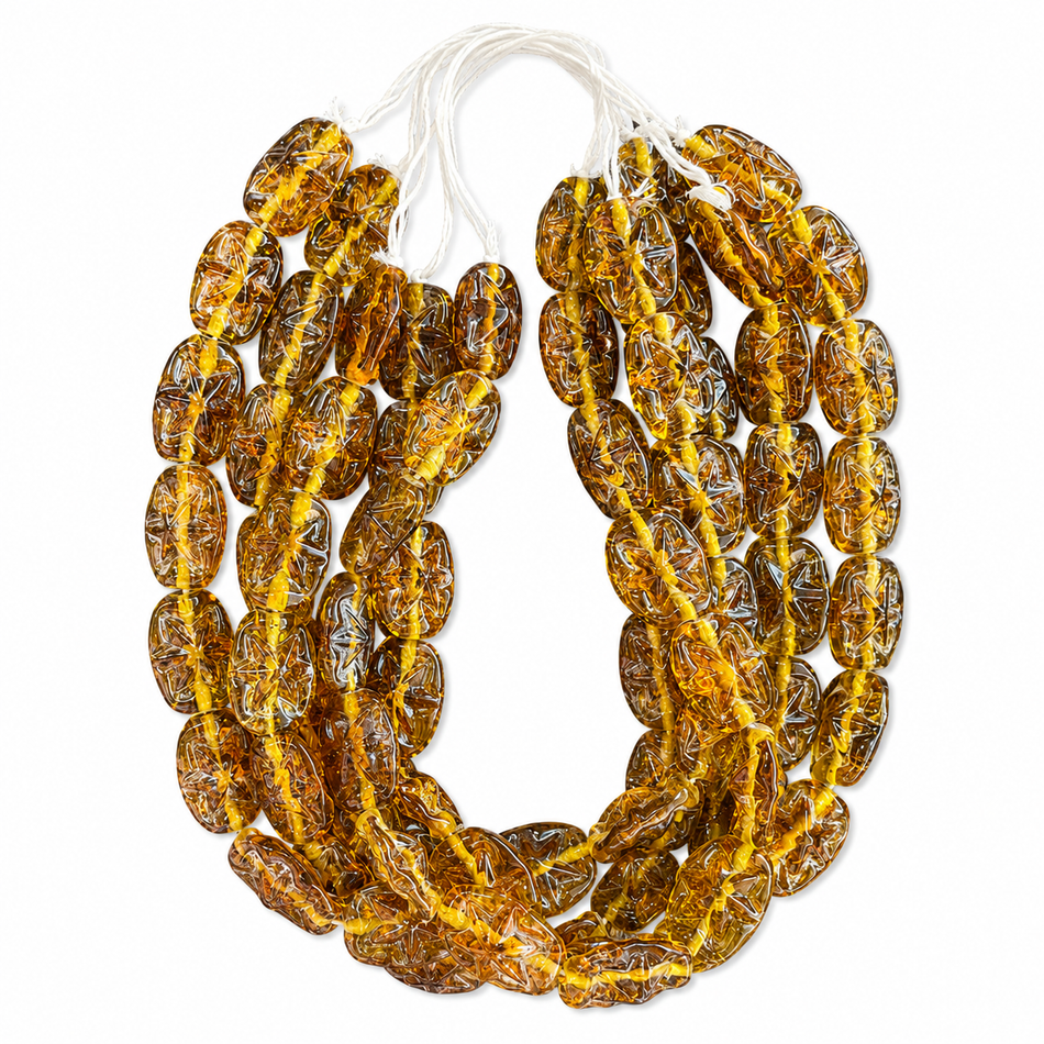 Lampwork Crystal Oval Strand, Bead Size 28mm