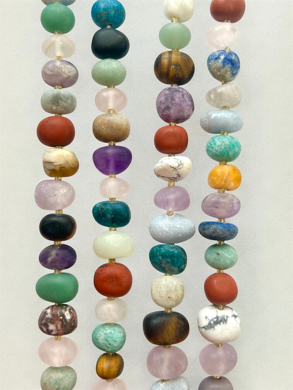 Multi Gemstone Oval Bead Strand, 16mm x 14mm