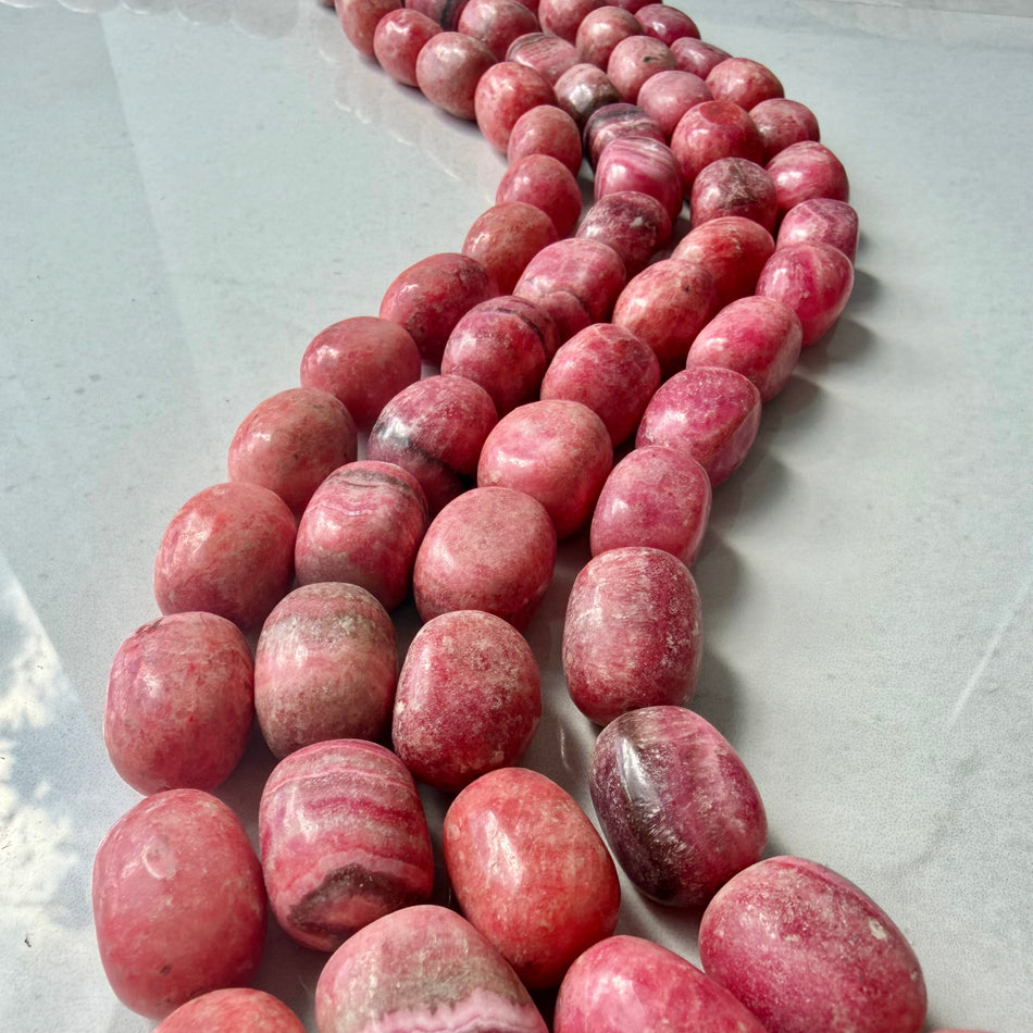 Barrel Red Jade 22mm Bead Strand