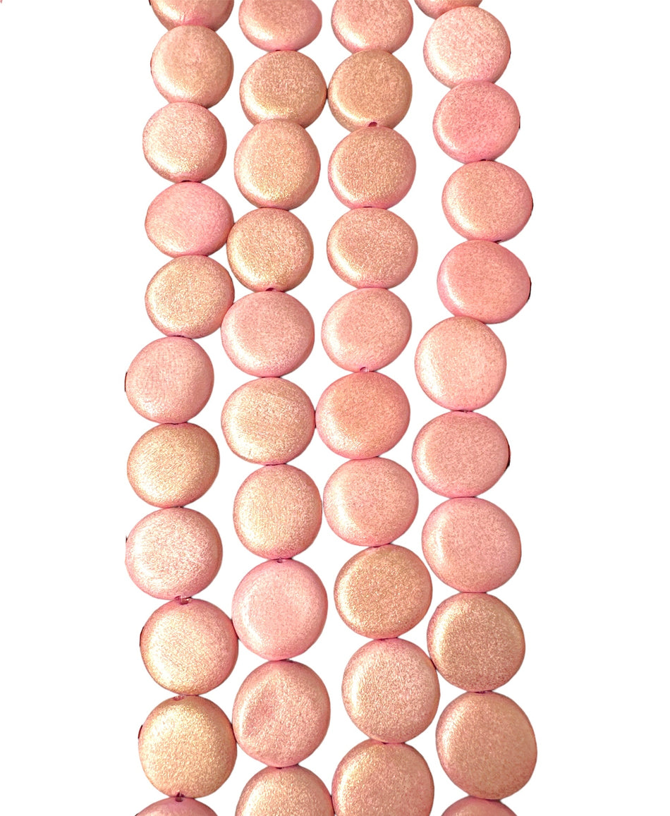 Wooden Pink Coin Strand, 20mm