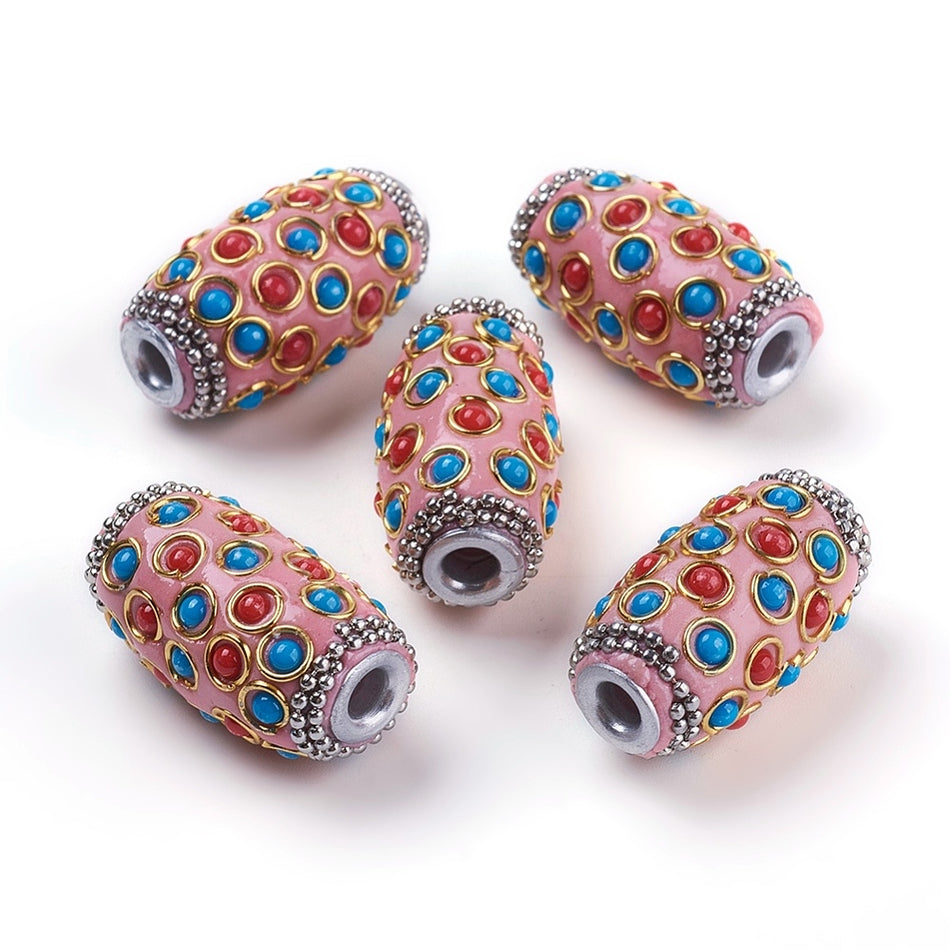 Pink Indonesian Focal Bead, 1pcs