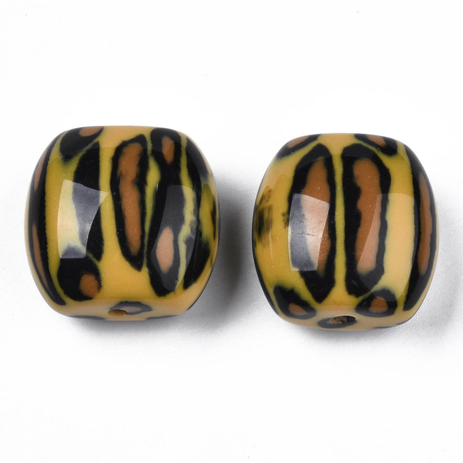 Square Acrylic Animal Print Beads 32mm, 4pcs