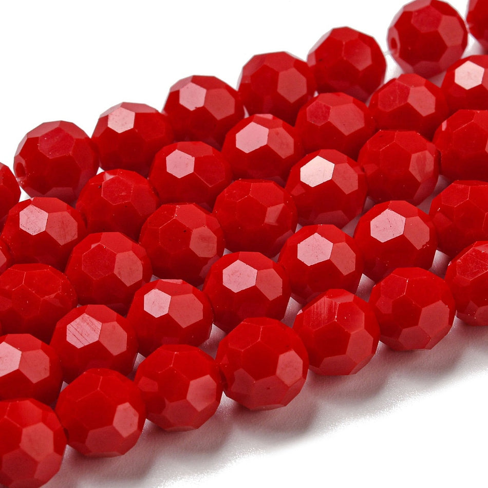 Opaque Round Crystal Bead Strand, 8mm