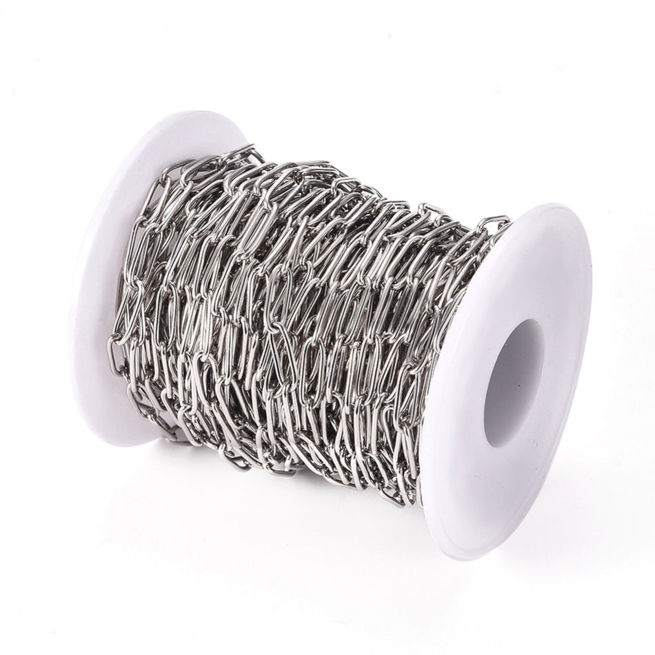 Stainless Steel Paperclip Chain, 32 Feet Roll