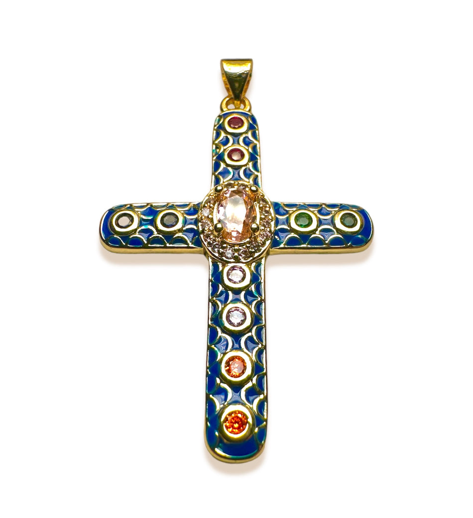 Color Variety Zirconia Cross Pendant 42mm, 1pc