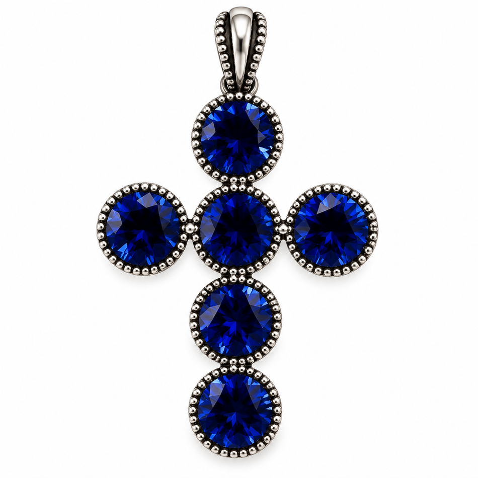 Pewter Cross Pendant with Rhinestone, Size 64mm 1PC