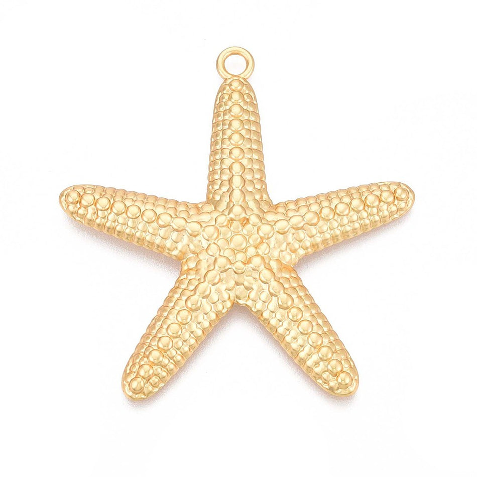 Gold-Plated Star Fish Pendant 60mm, 1pc