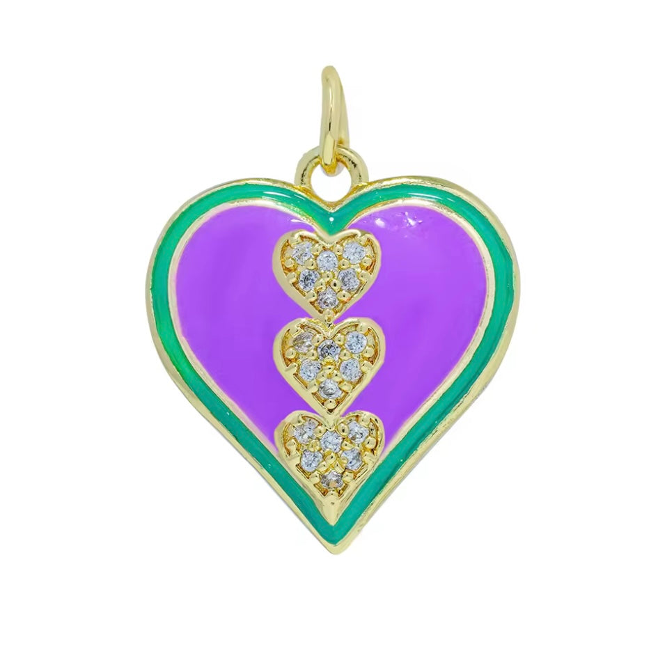Multicolor Zirconia Heart Pendant, 1pc