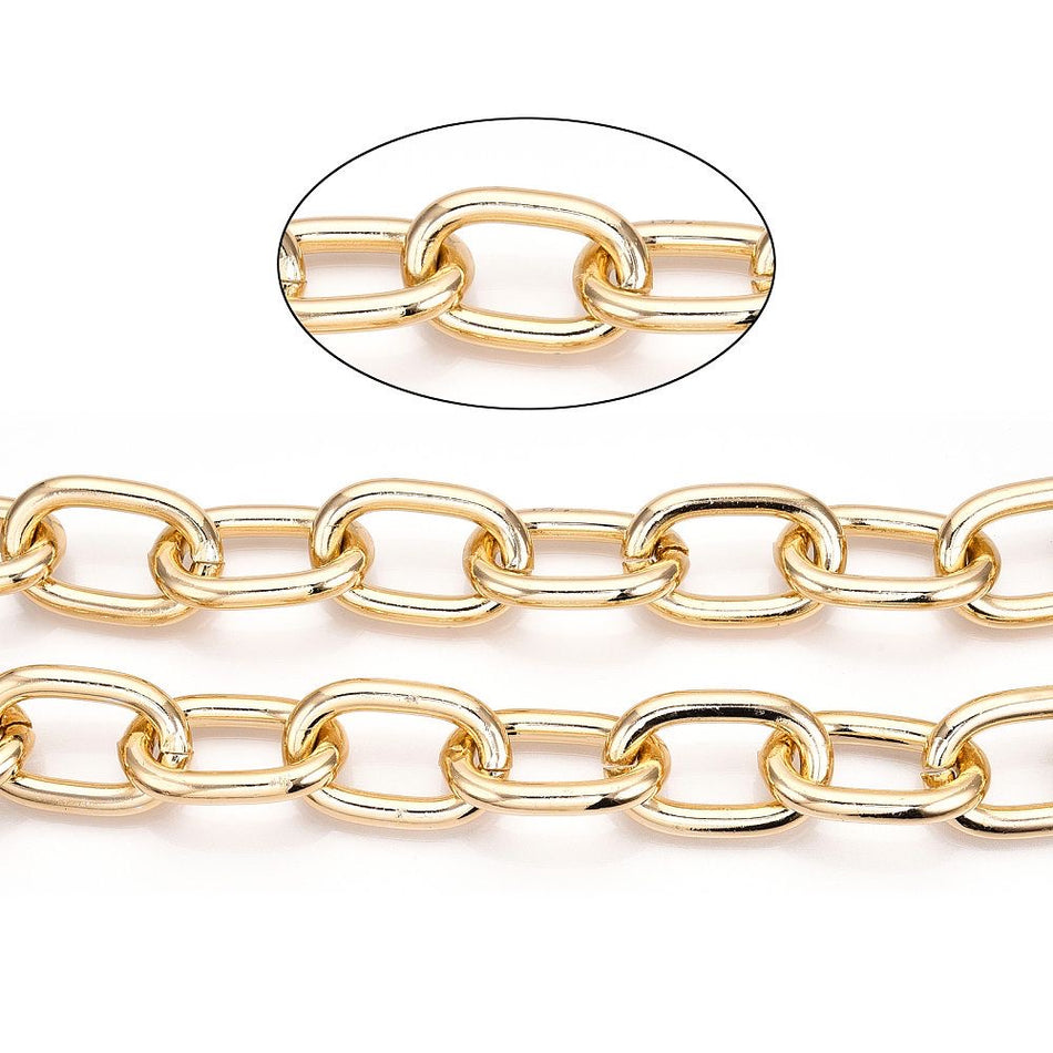 Aluminum Oval Link Gold Chain 39mm, 18inch