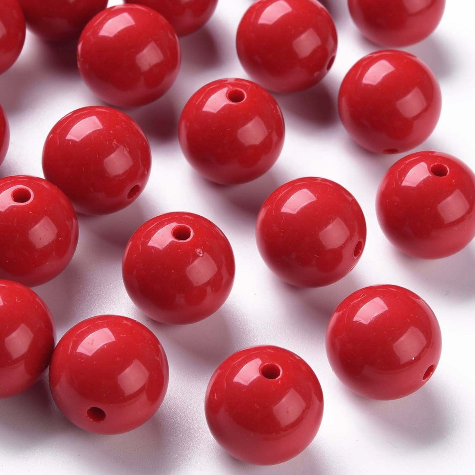 Solid Color Round Acrylic Beads 20mm, 10pcs